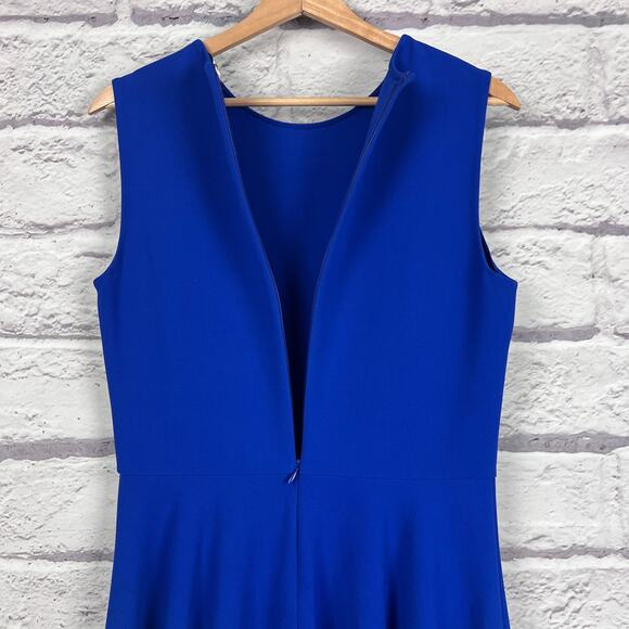 DIANE VON FURSTENBERG Women's 10 Blue Jeannie Sleeveless Fit Flare Pleated Dress - Picture 5 of 12